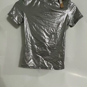 SKIMS Silver Fits Everybody Short Sleeve Shirt
